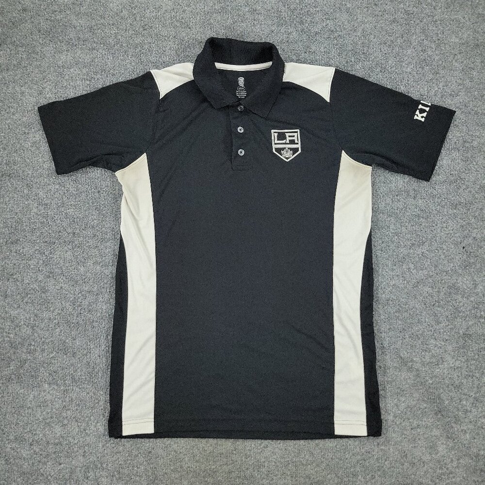 Los Angeles Kings Polo Shirt Men Medium Black NHL Hockey Logo Short Sleeve Adult